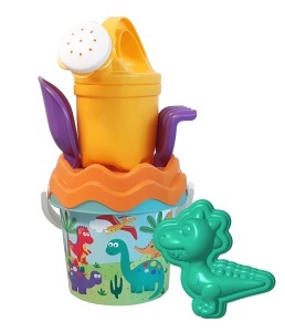 Set de Joaca pentru Nisip Dino Baby - 6 Piese, Eimer, Sieb, Giescan, 11cm