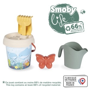 Set de joaca pentru plaja Smoby Life - Eimer, Giekanne, Sandform, Sieb - Material reciclat - Img 2