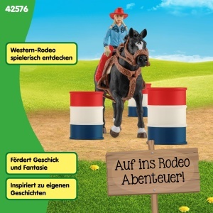 Set de Joaca Schleich Farm World - Barrel Racing cu Cowgirl, 7 Piese, Appaloosa - Img 5