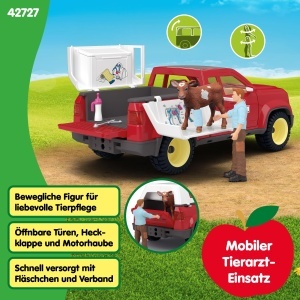 Set de Joaca Schleich - Ferma cu Veterinar, 29 Piese, Include Masina si Calf - Img 3
