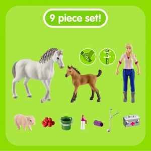 Set de joaca Schleich Ferma Vizita la veterinar cu 10 piese - Img 3