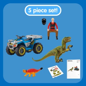 Set de Joaca Schleich Flucht pe Quad cu Velociraptor, pentru copii 4-10 ani - Img 3