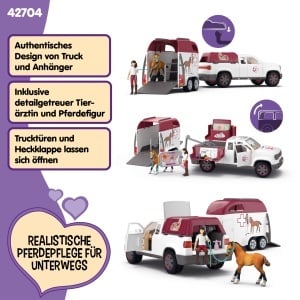Set de Joaca Schleich - Veterinar Mobil cu Remorca, 90 Piese - Img 3