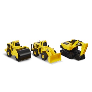 Set de Joc cu Masini de Constructie CAT - 3 Vehicule Metalice, Dura, Galben