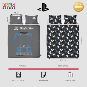 Set de lenjerie de pat PlayStation, gri, reversibil, 200x200 cm - Img 7