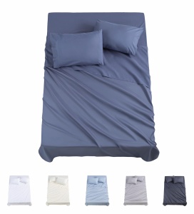 Set de lenjerie de pat Todocama 4 piese, 135x190200 cm, gri-albastru