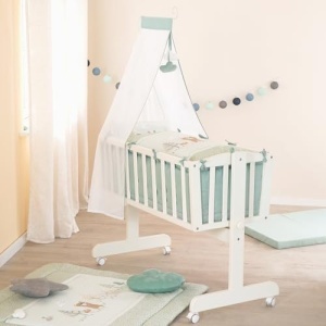 Set de lenjerie pentru bebelusi roba Woodland Buddies, 100 bumbac, 80x80 cm, pastel verde - Img 4