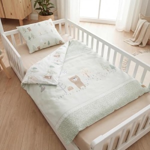 Set de lenjerie pentru bebelusi roba Woodland Buddies, 100 bumbac, 80x80 cm, pastel verde - Img 14