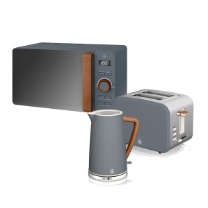 Set de Microunde, Toaster si Fierbator Swan Nordic, 1.7L, 2200W, Gri
