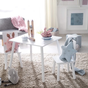 Set de mobilier pentru copii roba - 2 scaune si masa, alb, MDF - Img 3