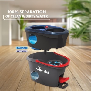 Set de mop Vileda H2PrO cu galeata Separarea 100 a apei proaspete de cele murdare Sistem inovator cu doua rezervoare cu functie de stoarcere Stoarcere - Img 2