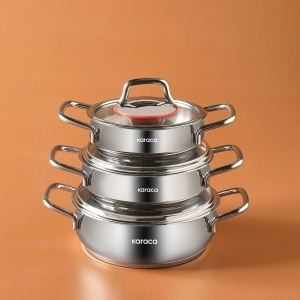 Set de Oale Karaca Emirgan 6 Piese, Inox, Inductie, Cu Capac din Sticla