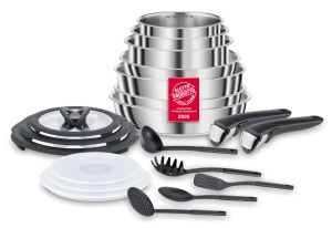 Set de Oale si Tigai Lagostina Ingenio INOX 20 piese, inox 1810, pentru inductie
