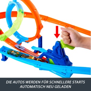 Set de pista Hot Wheels cu 2 loop-uri si 2 zone de accident, JHK73 - Img 4