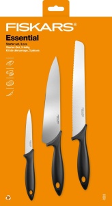 Set de pornire Fiskars, set de cutite din 3 piese, cutit de bucatar, cutit de paine, cutit de curatat (lungimi lama: 20 cm, 23 cm, 11 cm), esential, otel inoxidabil / plastic PP, negru, 1065583 - Img 7
