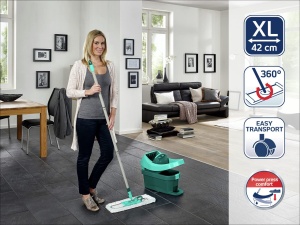 Set de prese de servetel Leifheit Profi XL cu mop de podea si role incl. capac de schimb Profi micro duo din microfibra, absorbant si usor de curatat, set pentru curatare fara a va apleca cu sistem de clic - Img 3