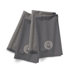Set de prosoape de bucatarie MasterChef, 100 bumbac, gri, 4 bucati