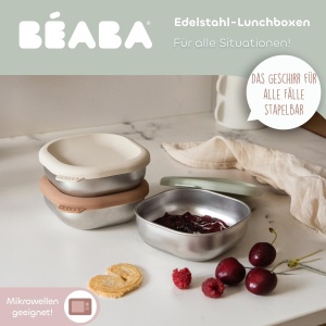 Set de recipiente din otel inoxidabil BEABA 3 cutii, 250 ml, BPA-free, reutilizabile - Img 3