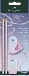 Set de scris Faber-Castell Flow Edition Blushing Sky, 4 piese, ergonomice