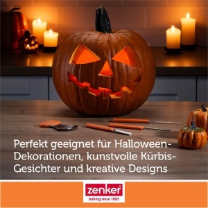 Set de scule pentru sculptat Zenker Halloween 4 piese portocaliu otel inoxidabil - Img 7