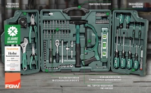 Set de scule universale Bruder Mannesmann M29085 89 piese crom-vanadiu in geanta pliabila - Img 2