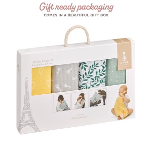 Set de scutece multifunctionale Sophie la Girafe, 4 bucati, 70x70 cm, multicolor - Img 5