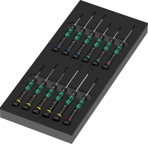 Set de surubelnite Kraftform Micro Wera 9716, 13 piese, cu suport din spuma