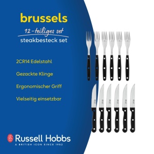 Set de Tacamuri Steak Russell Hobbs, 12 piese, inox, ergonomic, pentru 6 persoane - Img 2