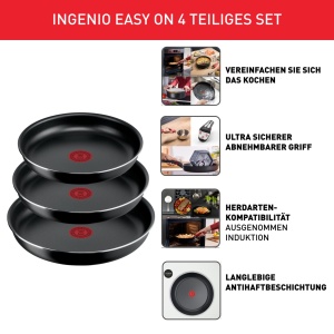 Set de tigai Tefal Ingenio Easy On 4 piese, 222426 cm, antiaderente, cu maner detasabil - Img 3