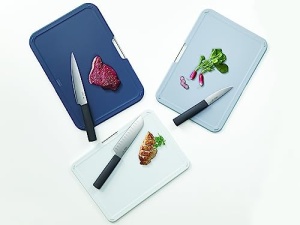 Set de tocatoare si cutite Joseph Joseph Nest Boards Plus 6 piese gri cu suport de depozitare - Img 3