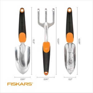 Set de unelte pentru gradinarit Fiskars 3 in 1, cu kela ergonomica, cultivator si recipient - Img 6