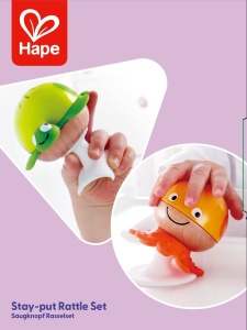 Set de zornaitoare cu ventuza Hape | Trei animale cu elemente de inel de dentitie, broasca testoasa, caracatita si balena | Jucarii educationale de la 0 luni - Img 7