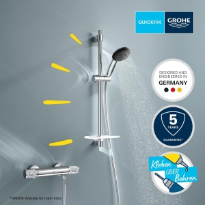 Set dus GROHE Precision Feel cu termostat, 3 tipuri de jet, crom - Img 3