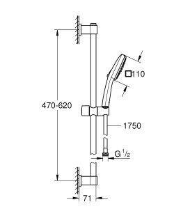 Set dus GROHE Vitalio 110, 2 tipuri de jet, crom, 1,75m furtun - Img 7