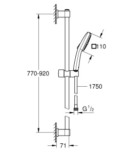 Set dus GROHE Vitalio Comfort 110, 2 moduri de jet, crom, 1750mm furtun - Img 7