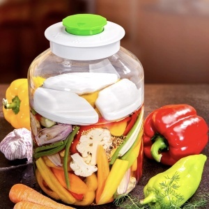 Set fermentare Tescoma 5L cu capac etans si ventil, pentru varza murata - Img 3