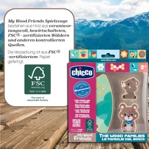 Set figurine din lemn Chicco My Wood Friends Montessori 2 ursuleti si piesa de puzzle pentru copii 2 ani - Img 7