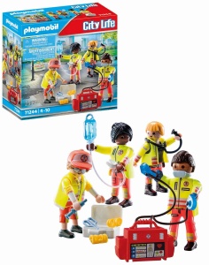 Set Figurine PLAYMOBIL City Life 71244 Echipa de Salvare, 25 piese, pentru copii de la 4 ani