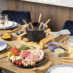 Set Fondue Princess 173025, 1.5 L pentru 8 persoane, cu termostat ajustabil, design bambus - Img 2
