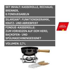 Set Fondue Silit 9 piese, pentru 6 persoane, Silargan, 2.7L, inductie - Img 2