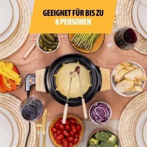 Set Fondue Tristar FO-1108, 1.5L, pentru 8 persoane, Negru si Bambus - Img 2