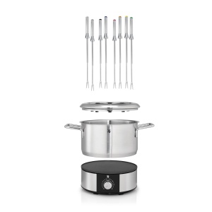 Set fondue WMF Lono pentru 8 persoane, fondue electric, 1400 W, reglare temperatura, suport furculita, oala cu inductie 1.2l, oala fierbinte, otel inoxidabil mat - Img 4