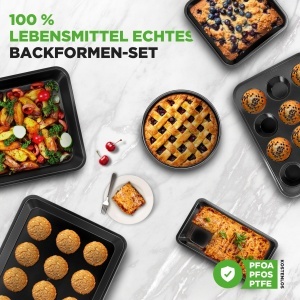 Set forme de copt NutriChef, 6 piese, antiaderente, PFOA-free, negru - Img 5