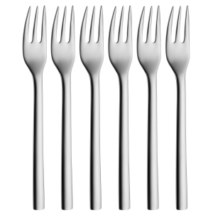 Set furci de tort WMF Nuova 6 bucati, 16 cm, otel inoxidabil Cromargan lustruit, lucios, poate fi spalat in masina de spalat vase