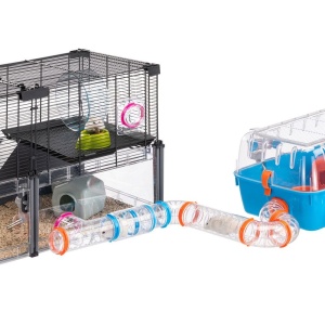 Set Hamster Ferplast Tube Accesorii pentru Cusca Hamster 9 bucati in total Hamster Tunnel Tube cu orificii de ventilatie curbe si fitinguri incluse KI - Img 3
