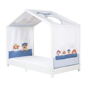 Set husa pentru pat Montessori roba 70x140 cm, design Paw Patrol, cu buzunare si fereastra decorativa - Img 4