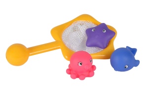 Set jucarii baie Simba ABC Badetiere 104015478 cu plasa si 3 animale pentru copii 3 luni