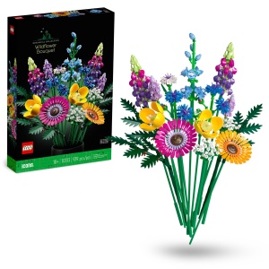 Set LEGO Botanicals Buchet Flori Salbatice 10313 - 8 Flori Artificiale, 939 Piese