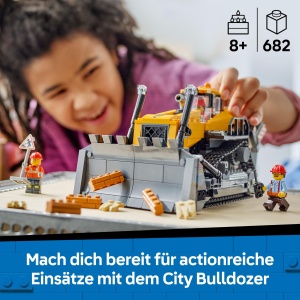 Set LEGO City Bulldozer Galben 60466 682 Piese cu Mini-Figuri si Accesorii - Img 2