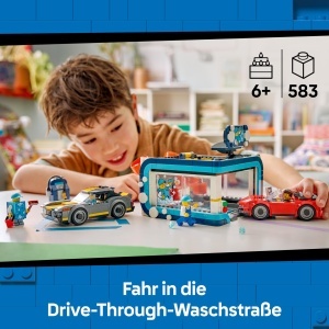 Set LEGO City - Spalatorie Auto cu 2 Masini, 4 Figurine, 583 Piese - Img 2